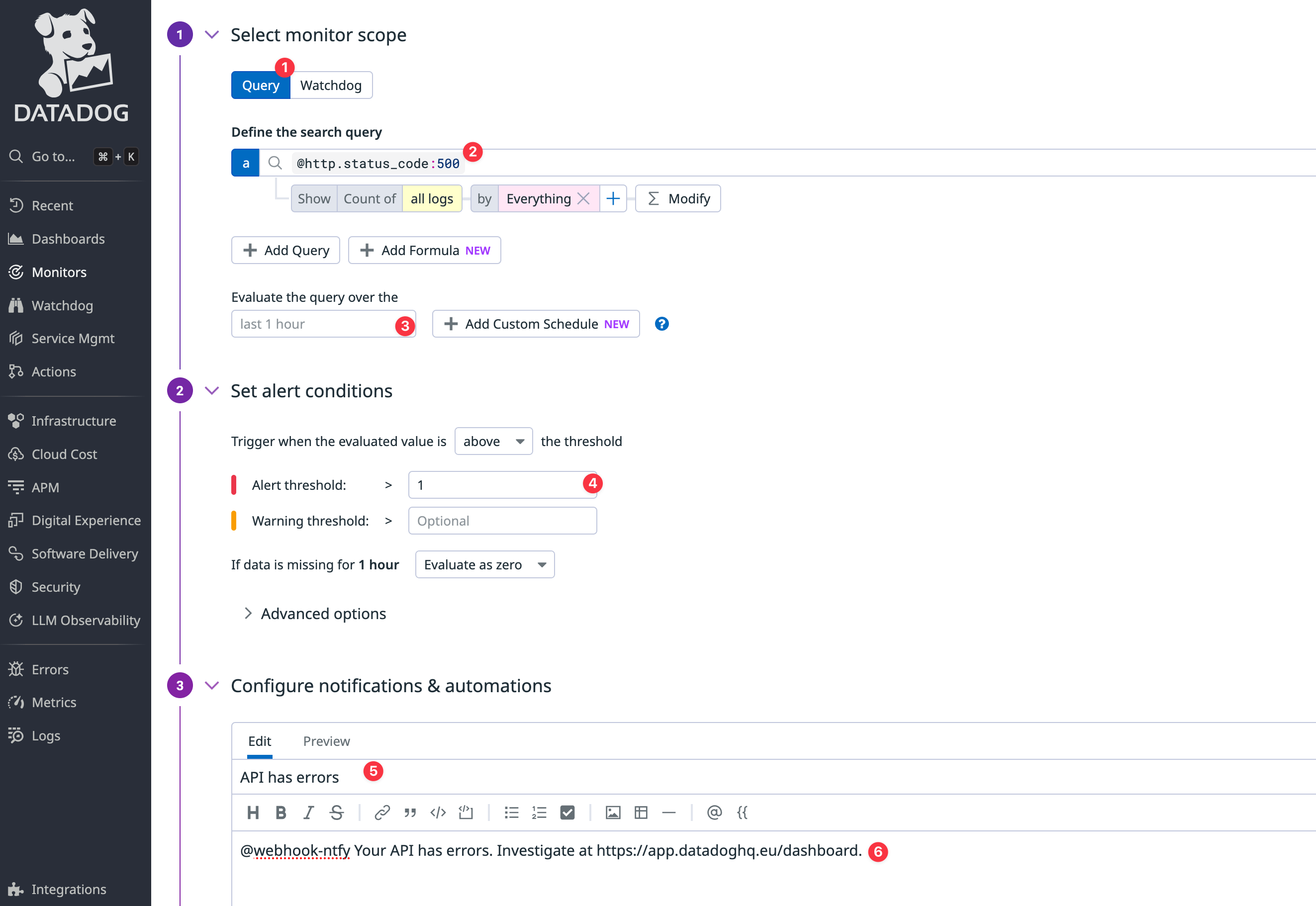 Datadog add webhook